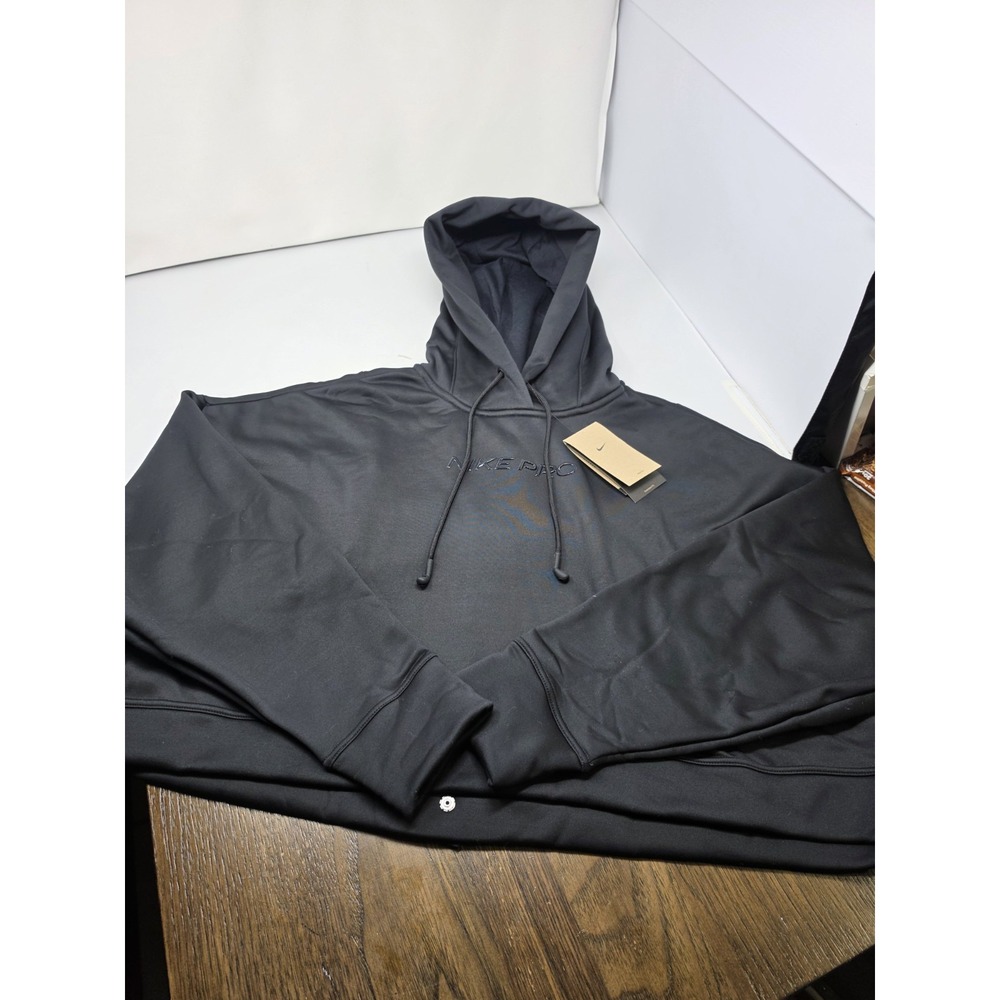 NWT Nike Pro Women's Therma-FIT Oversized Fleece Hoodie Sz XL Black HV3600-010